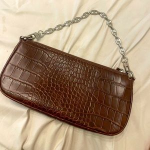 BY FAR Brown Crocodile bag